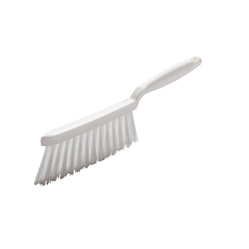 Η ΣΚΟΥΠΑ ΧΕΙΡΟΣ, PBT ΔΙΑΦΑΝΕΣ ø 0,25MM ΜΑΛΑΚΟ, 280X15X50 MM από Haug Bürsten KG διαθέτει πλαστική λαβή και γωνιακές τρίχες PBT για απαλή καθαριότητα, απεικονισμένη σε λευκό φόντο.