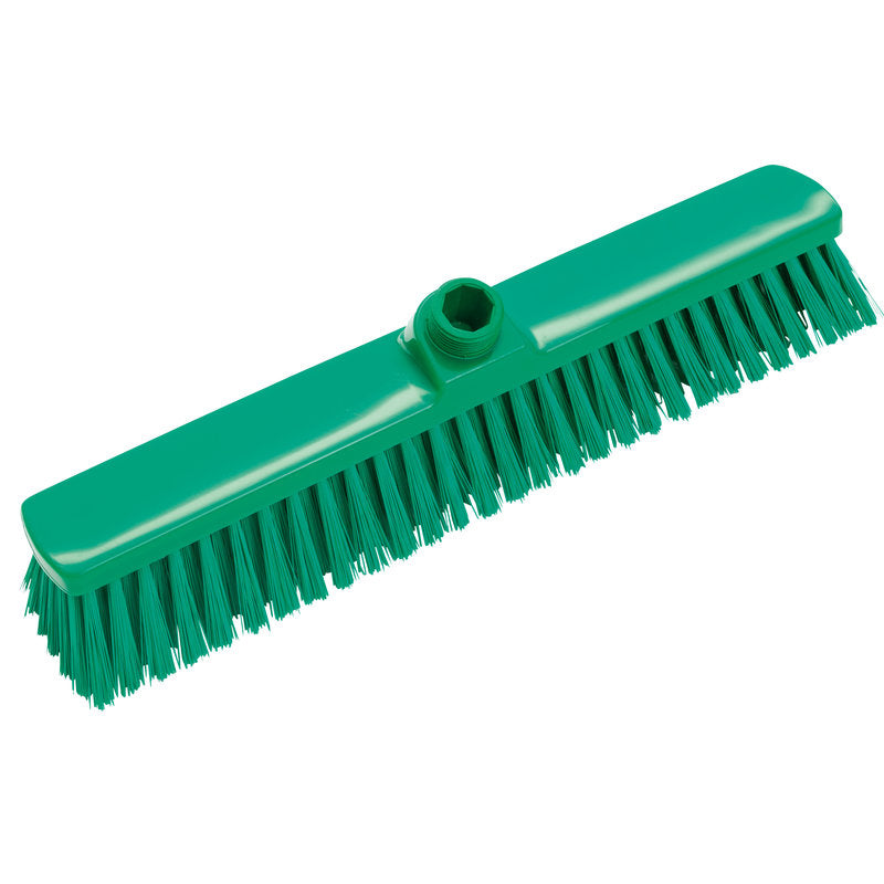 Η ΣΚΟΥΠΑ ΜΕΓΑΛΟΥ ΧΩΡΟΥ, 400X60X50MM από την Haug Bürsten KG είναι μια πράσινη κεφαλή σκούπας με σκληρές, ίσιες τρίχες και κεντρική οπή για το κοντάρι - ιδανική για το σκούπισμα μεγάλων επιφανειών και κατάλληλη για τον καθαρισμό δαπέδων.