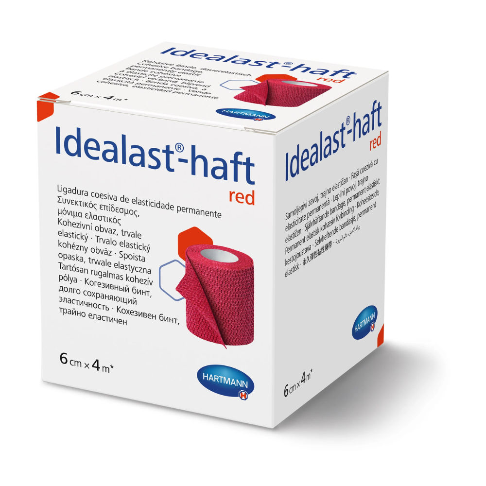 Hartmann Idealast®-haft Color, ιδανικός επίδεσμος με διαρκή ελαστικότητα σε κόκκινο, 6 x 4 cm