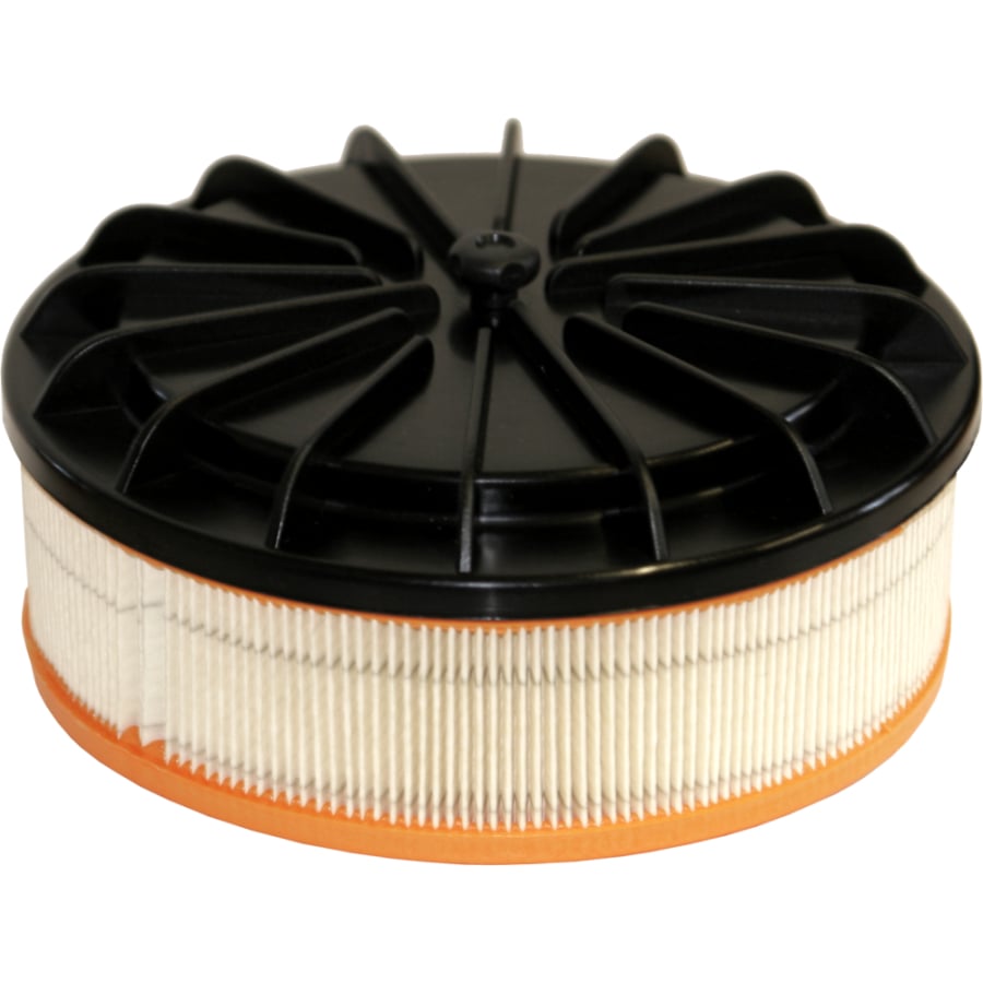 Το ανταλλακτικό φίλτρο HEPA Arcora M5Plus της Arcora International GmbH είναι ένα στρογγυλό φίλτρο με πορτοκαλί βάση, λευκό πλισέ υλικό HEPA και ένα μαύρο καπάκι με ακτινωτές ενισχυτικές νευρώσεις.