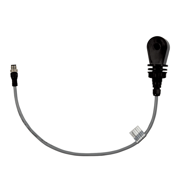 Απεικονίζεται ένας μαύρο-γκρίζος επαγωγικός αισθητήρας αγωγιμότητας Johannes Kiehl KG με καλώδιο 50 cm και βύσμα για εγκατάσταση στη δεξαμενή νερού ενός πλυντηρίου πιάτων σε λευκό φόντο.