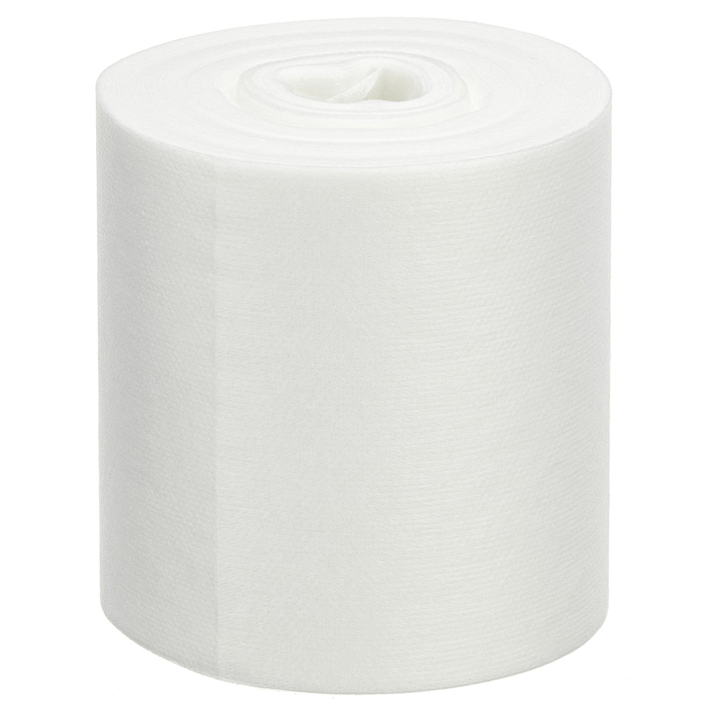 Ένας ρόλος υφασμάτων καθαρισμού WypAll® Wettask™ από την Kimberly-Clark GmbH στέκεται όρθιος μπροστά από ένα λευκό φόντο και περιέχει 6 πακέτα αναπλήρωσης x 90 φύλλα ανά κουτί, ιδανικός για κάθε εργασία καθαρισμού.