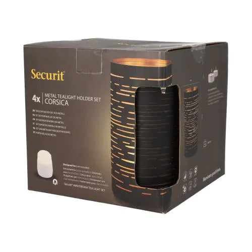 Papstar Κηροπήγιο Securit® Ø 8 cm x 15 cm μαύρο/χρυσό