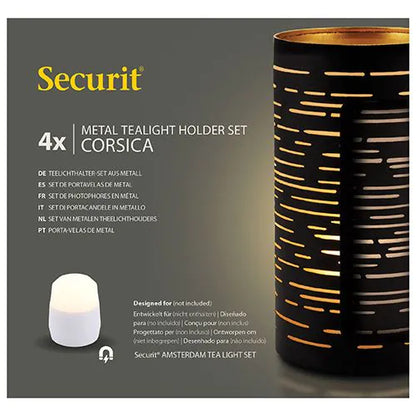 Papstar Κηροπήγιο Securit® Ø 8 cm x 15 cm μαύρο/χρυσό