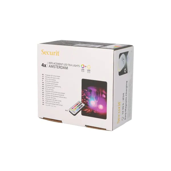 Papstar Securit® 4 φωτάκια τσαγιού LED συσκευασία αναπλήρωσης Ø 4 cm x 5 cm Χρόνος φωτισμού "Amsterdam" 12-40 ώρες