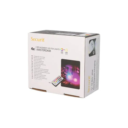 Papstar Securit® 4 φωτάκια τσαγιού LED συσκευασία αναπλήρωσης Ø 4 cm x 5 cm Χρόνος φωτισμού "Amsterdam" 12-40 ώρες