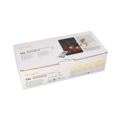 Papstar Φωτάκια τσαγιού Securit® 12 LED συμπεριλαμβανομένου. σταθμός φόρτισης Ø 4 cm x 5 cm "Amsterdam" χρόνος φωτισμού 12-40 ώρες