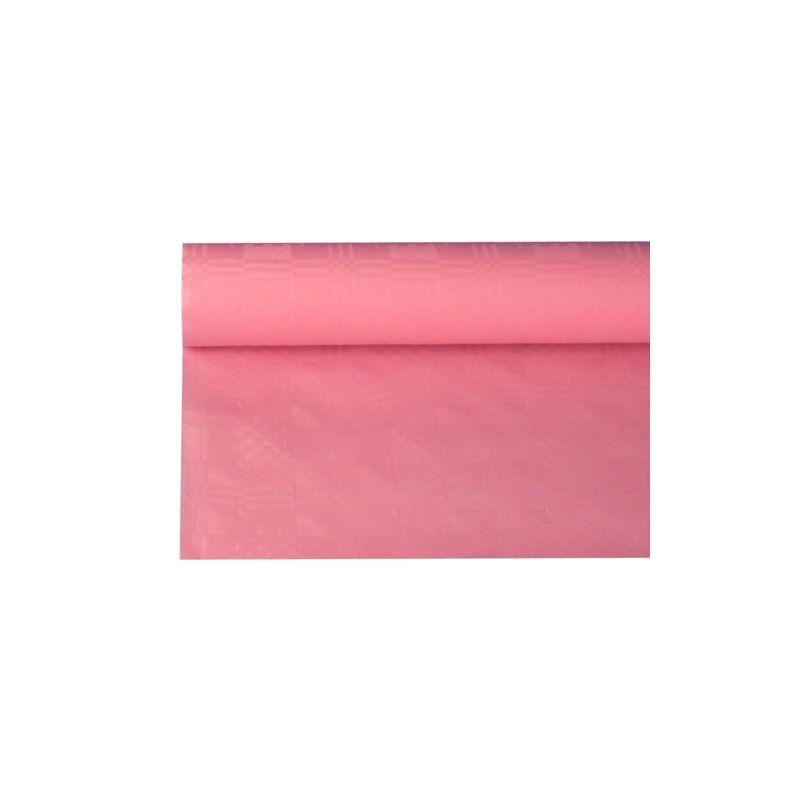 Ένας ρόλος PAPSTAR τραπεζομάντηλου με ανάγλυφο δαμασκού από την PAPSTAR GmbH, ιδανικό για διακόσμηση τραπεζιού, είναι εν μέρει ξετυλιγμένος πάνω σε λευκό υπόβαθρο. Το υλικό ξεχωρίζει για την ομαλή υφή του και την ελαφριά λάμψη του και είναι επομένως ιδανικό για τη δημιουργία μιας κομψής ατμόσφαιρας.