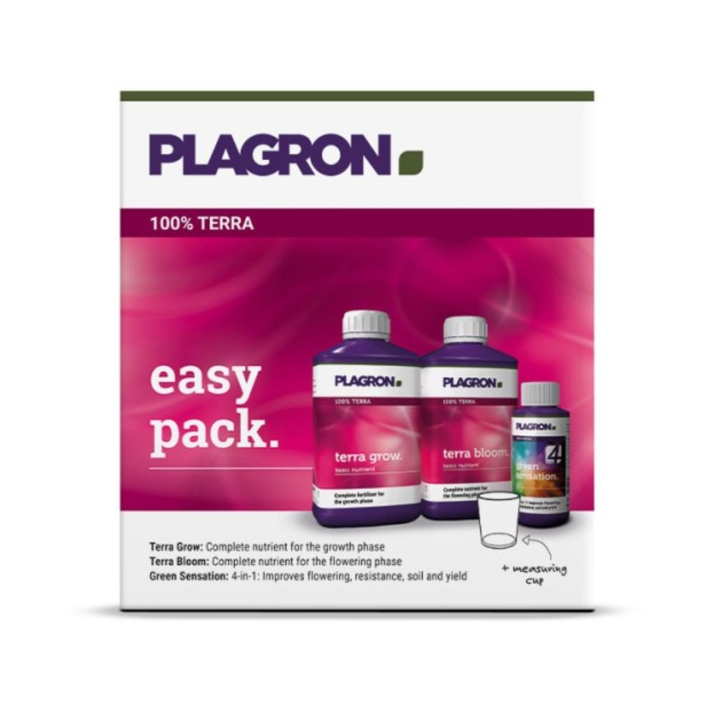 Το Plagron Easy Pack Terra της Bertels B.V. περιέχει 100% λιπάσματα με βάση τα ορυκτά στις φιάλες «Terra Grow», «Terra Bloom» και «Green Sensation». Ένα δοσομετρητής περιλαμβάνεται επίσης στο πακέτο και υπόσχεται βελτιωμένη άνθηση, αντοχή, υγεία του εδάφους και αύξηση της απόδοσης.