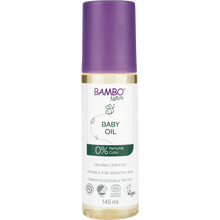 Ένα μπουκάλι 145 ml Bambo Nature Babyöl της Abena Re-Seller GmbH, χωρίς χρώματα και αρώματα, βιολογικά πιστοποιημένο, δερματολογικά ελεγμένο, vegan - ιδανικό για ευαίσθητο δέρμα. Αυτό είναι ένα προϊόν που αποσύρεται, διαθέσιμο σε κουτιά με 48 συσκευασίες.