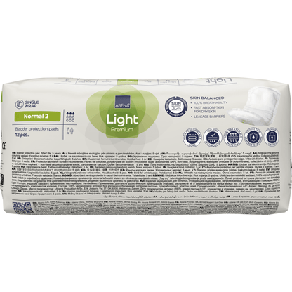 Μια συσκευασία ABENA Light Normal 2, Premium από την Abena Re-Seller GmbH (12 τεμάχια) προσφέρει προστασία κυστών επιπέδου 2 με απορροφητικότητα, ισορροπία δέρματος, ταχεία απορρόφηση και φραγμούς υγρών για αποτελεσματική προστασία.