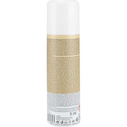 Ölspray, leicht parfümiert (200 ml) von Abena Re-Seller GmbH, aufrecht stehend mit weißer Kappe und einem detaillierten Rückenetikett mit Anweisungen, Warnhinweisen und Recyclinginformationen. Verkauft in Kartons zu 12 Stück.