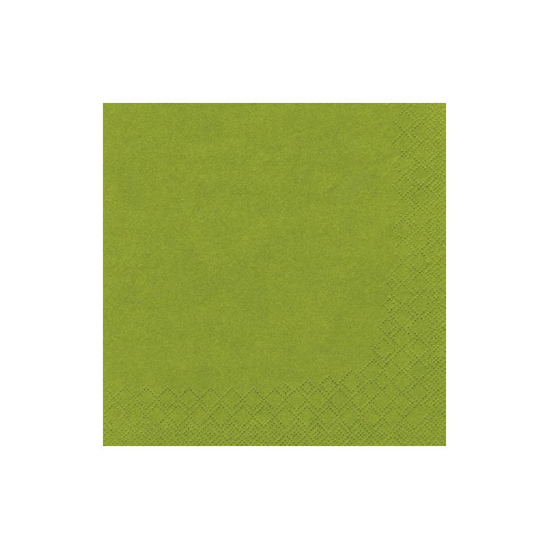 Μια πράσινη, τετράγωνη PAPSTAR GmbH 3-στρώσεων 1/4-πτυχή χαρτοπετσέτα με διακριτικό δομημένο άκρο βρίσκεται στο κέντρο ενός λευκού φόντου.