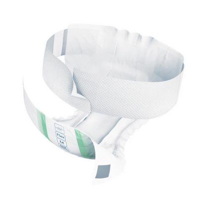 Η TENA Flex Super Inkontinenzvorlage με ζώνη μέσης από την TENA – Essity Germany GmbH έχει λευκή εξωτερική πλευρά, άνετη ζώνη μέσης και φέρει πράσινες και μπλε σημάνσεις στην μπροστινή πλευρά καθώς και επισημασμένους δείκτες που εξασφαλίζουν μέγιστη απορροφητικότητα για τις απαιτήσεις ακράτειας.