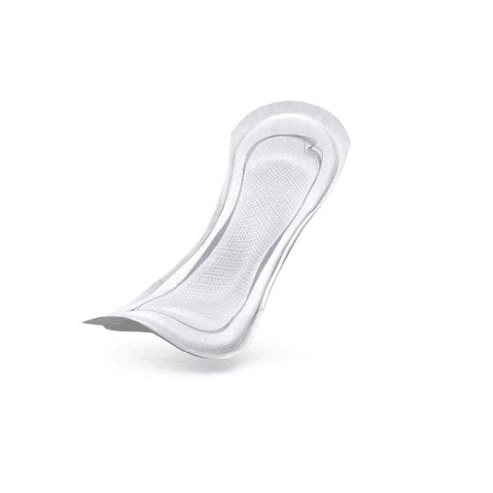 Το TENA Lady Discreet Extra επίθεμα ακράτειας από την Essity Germany GmbH ξεχωρίζει για το καμπυλωτό σχήμα και την δομημένη επιφάνεια σε ένα απλό λευκό φόντο. Αυτό το προϊόν εξοπλισμένο με την τεχνολογία InstaDRY προσφέρει ανώτερη προστασία και άνεση για όλους όσους αναζητούν αξιόπιστες λύσεις ακράτειας. Διατίθεται σε συσκευασία με 20 τεμάχια.
