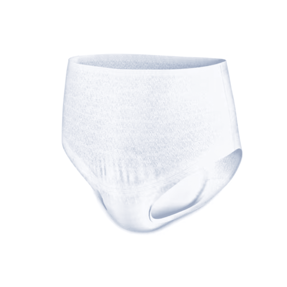 Ένα ζευγάρι TENA Proskin Pants Normal Inkontinenzhosen, κατασκευασμένο από την Essity Germany GmbH, για ενήλικες με ακράτεια. Πρόκειται για λευκά εσώρουχα μίας χρήσης με ελαστικά ανοίγματα ποδιών και ζώνη μέσης.