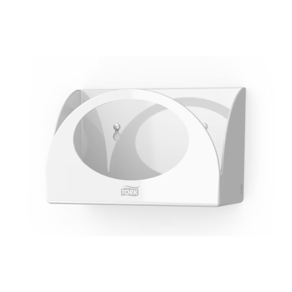Ο Tork 655100 Small Pack Papierspender Performance W8, κατασκευασμένος από την TORK – Essity Professional Hygiene Germany GmbH, είναι ένας λευκός, επιτοίχιος κάτοχος κουτιού ιστού που επιτρέπει την εξοικονόμηση χώρου με τοποθέτηση στον τοίχο. Έχει ανοιχτό σχεδιασμό μπροστά με δύο ορατές βίδες στο εσωτερικό και είναι επισημασμένος με «Tork» για να εξασφαλίζει υγιεινή προστασία.