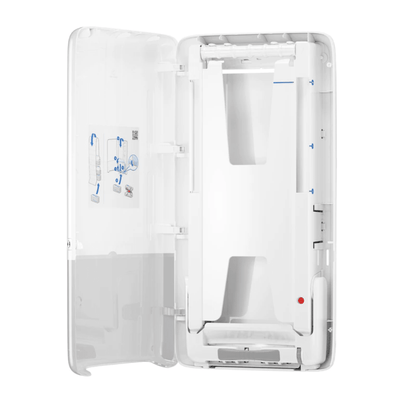 Ανοίξτε τη θήκη αποθήκευσης Tork PeakServe® 552500, η οποία διαθέτει κομψό, μινιμαλιστικό σχεδιασμό και είναι ιδανική για χώρους υγιεινής με υψηλή συχνότητα χρήσης. Στο εσωτερικό υπάρχουν θήκες και ένα διάγραμμα με μπλε σημάνσεις στην αριστερή πλευρά. Η λεία εξωτερική επιφάνεια διαθέτει ένα διάφανο επάνω τμήμα, καθιστώντας την ιδανική για την αποθήκευση της βασικής σας συλλογής Tork PeakServe.