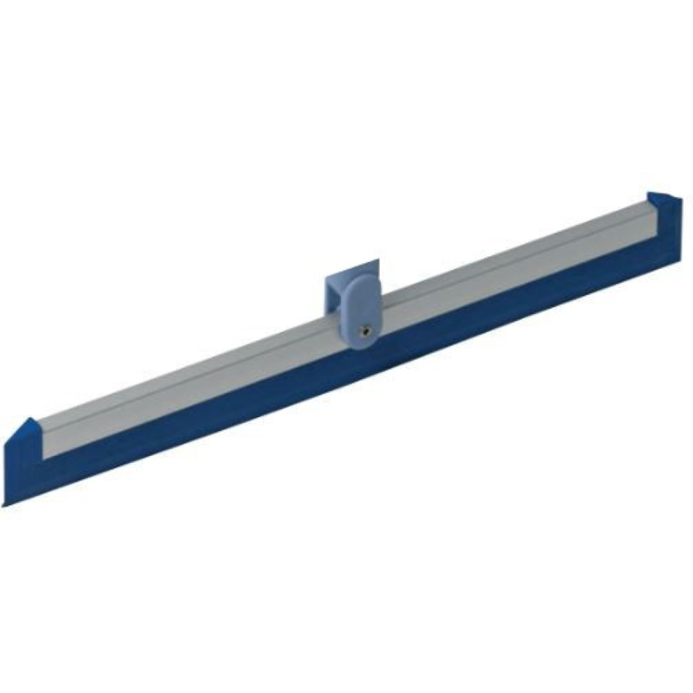 Μια ανταλλακτική λωρίδα σκούπας Vileda Professional 35 cm, που παρουσιάζεται μπροστά σε ένα απλό λευκό φόντο, διαθέτει ένα μπλε-γκρι σχέδιο με μια μεταλλική λαβή και μια μακριά, ευθεία λαστιχένια λωρίδα από υγιεινά πλενόμενα υλικά για αποτελεσματικό καθαρισμό επιφανειών.