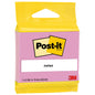 Eine Packung 3M Post-it® Notes (63,5 x 76 mm, 100 Blatt) der 3M Deutschland GmbH, 100% PEFC-zertifiziert, mit gelber Oberseite, rosa Vorderseite, "notes" und "Haftnotizen" auf dem Etikett und dem roten 3M-Logo unten rechts.
