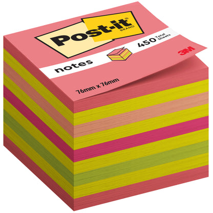 Μια στοίβα κύβων Post-it® Notes από την 3M Deutschland GmbH, 76 x 76 mm, 450 φύλλα ανά μπλοκ, 100% πιστοποιημένα PEFC.