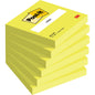Abgebildet ist ein Stapel Post-it® Notes im Format 76 mm x 76 mm (100% PEFC, 100 Blatt/Block) der 3M Deutschland GmbH, wobei der oberste Block mit dem Post-it-Logo und Platz für Notizen versehen ist.