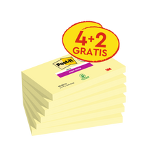 Post-it® Super Sticky Notes, Yellow, 76mm x 127mm, Promotion, 90 Sheets/Pad, 4 Pads + 2 Free/Pack, 100% PEFC, SGSCH-PEFC-COC-110078 | Συσκευασία (6 τεμάχια)