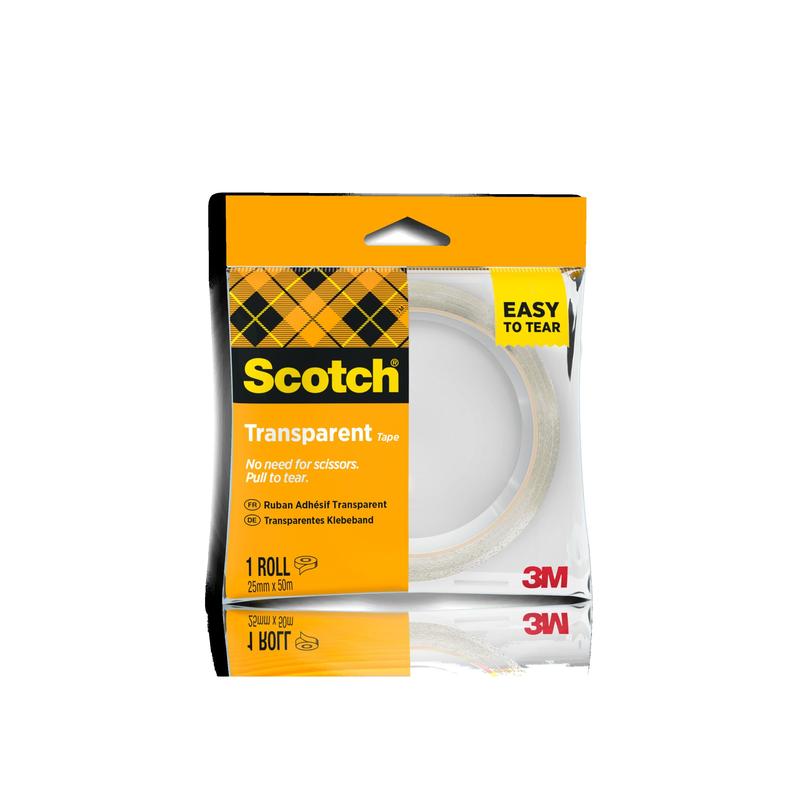 Scotch® Clear Tape 508 Easy Tear Tape 25mm x 50m 1 Ρολό/Συσκευασία | Συσκευασία (1 ρολό)